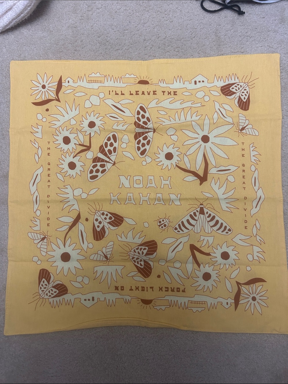 Official Noah Kahan Yellow Graphic Bandana Scarf